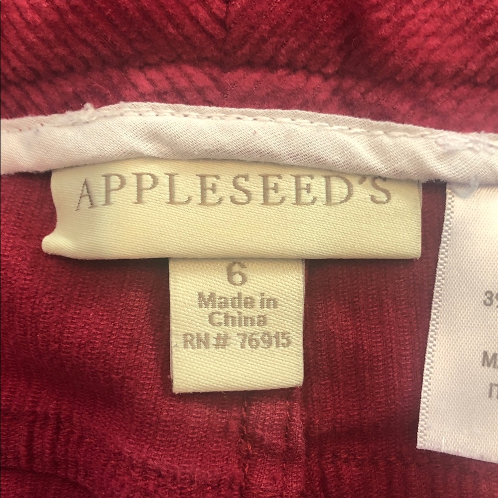 Appleseed's Vibrant Red Corduroy Trousers Pants Size 6 - Picture 3 of 3